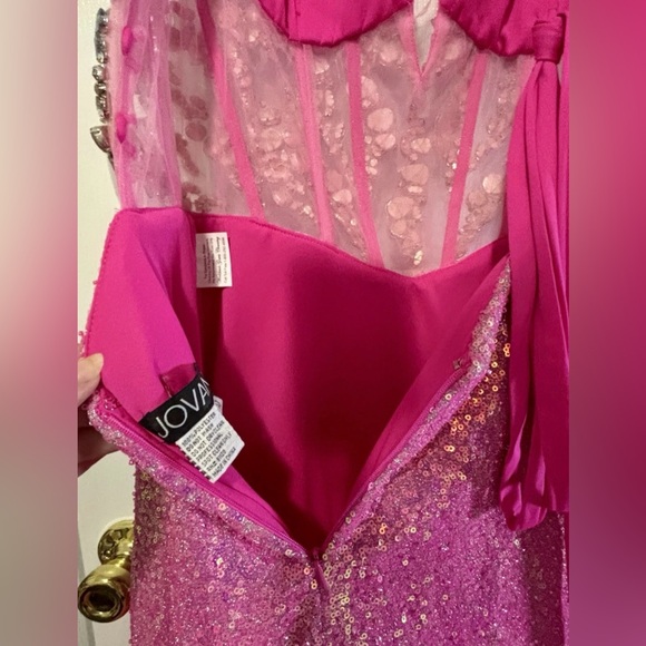 *SPRING SALE* NWT JOVANI SZ 10 Gown PINK Sequins Beads & Pink Tulle (SEE NOTES) - Picture 5 of 9